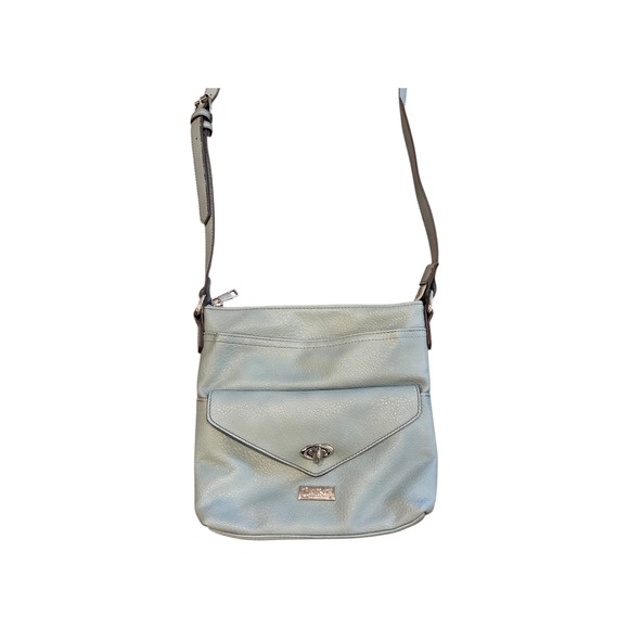 Carlos Santana Light Blue Faux Leather Crossbody Bag with‎ Ornate Lining - Picture 2 of 15